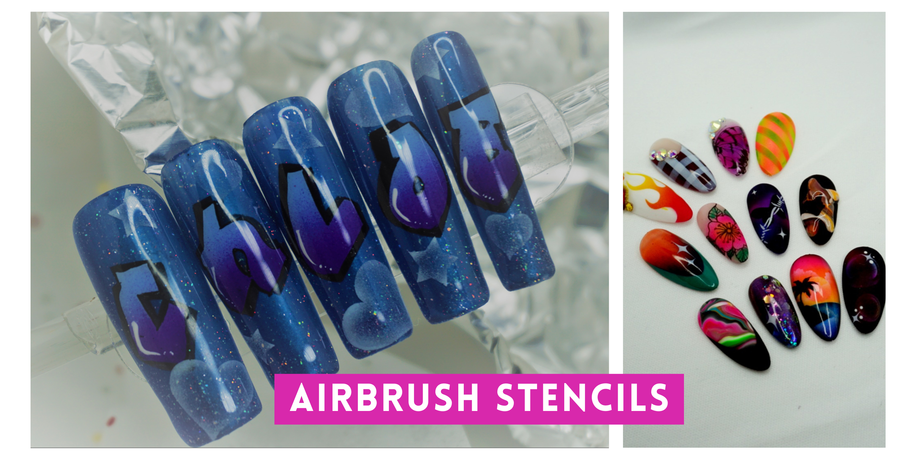 Nail Art Airbrush Stencils for Fun Prints Sticker Decals Airbrush