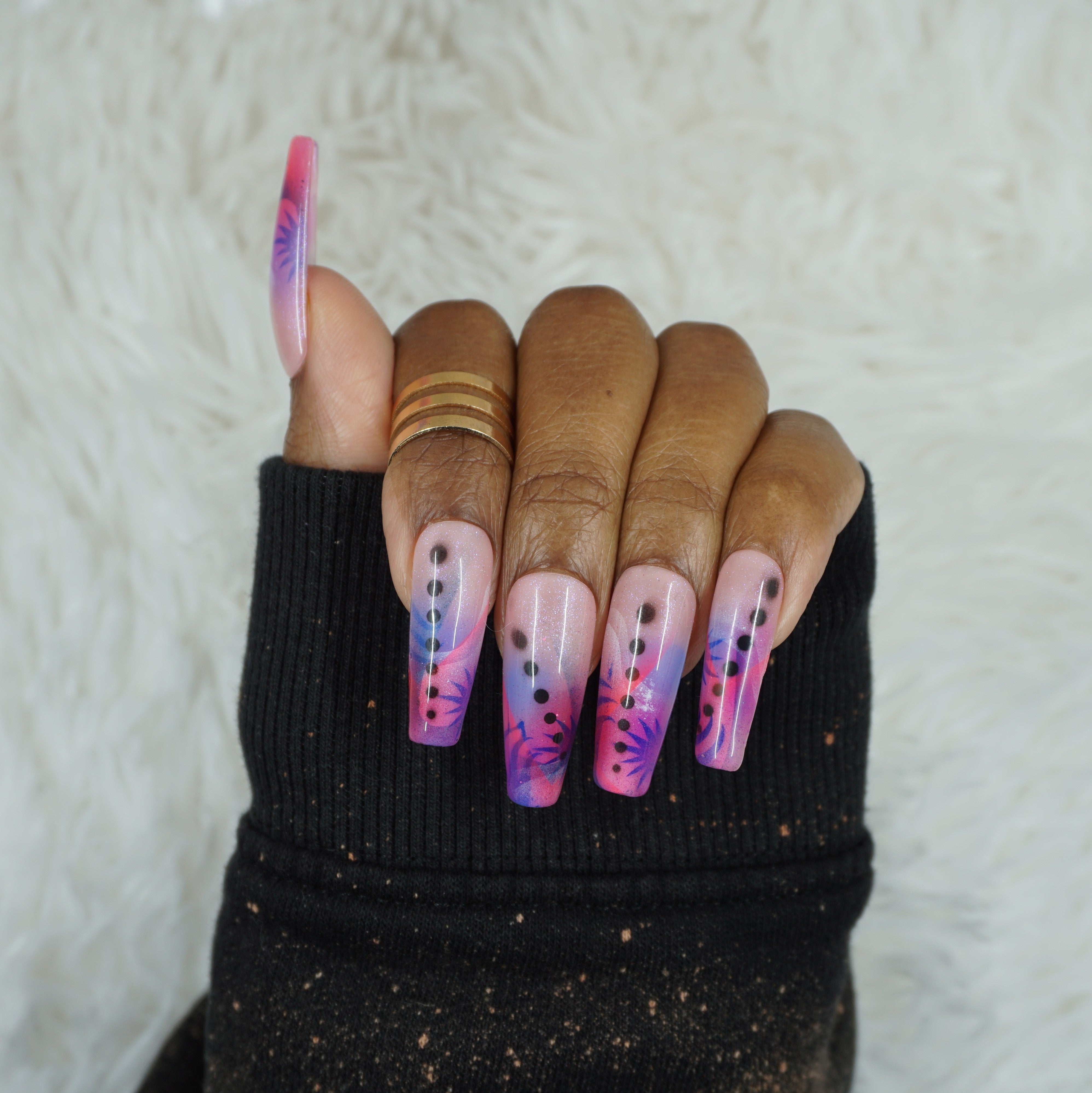 nail art  Airbrush nails, Purple nails, Nails
