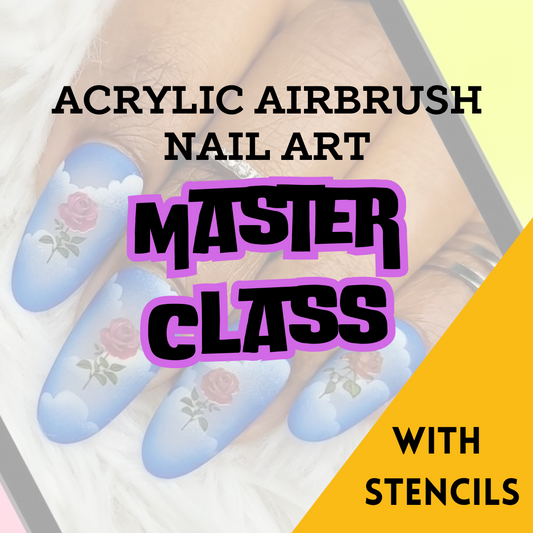 Acrylic Airbrush Paint Nail Art Master Course & 100 Stencils Glam Goodies