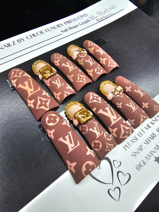 XL Matte Duckie LV Press-ons Glam Goodies